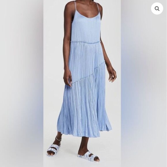 Vince Pleated Tiered Asymmetric Midi Dress - Picture 3 of 6